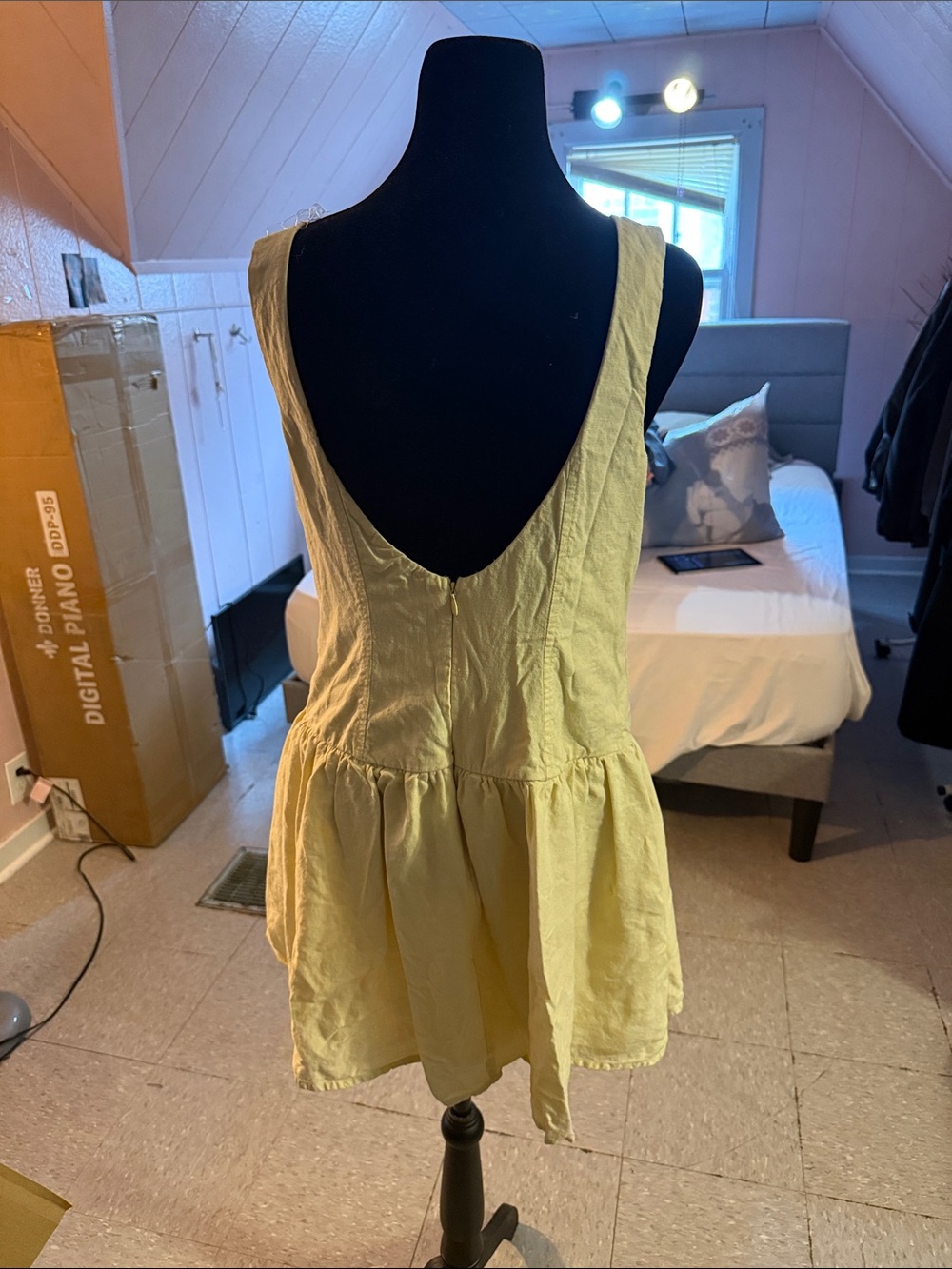 wild fable Cream Button-Front Ruffle-Hem Sundress - Picture 3 of 14